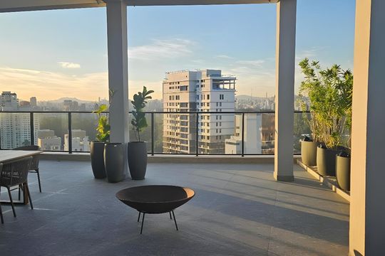 Área comum de apartamento à venda com 1 quarto, 28m² em Indianópolis, São Paulo
