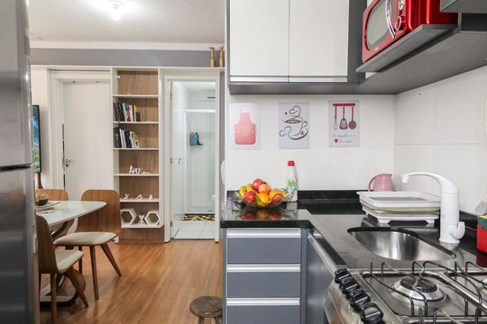 Cozinha de apartamento para alugar com 2 quartos, 38m² em Jardim Lideranca, São Paulo
