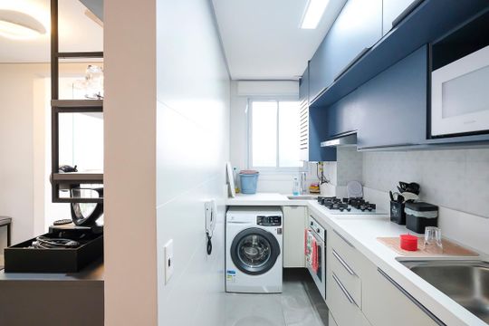 Cozinha e área de serviço de apartamento à venda com 2 quartos, 70m² em Rudge Ramos, São Bernardo do Campo
