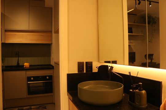 Banheiro de kitnet/studio à venda com 1 quarto, 36m² em Pompeia, São Paulo