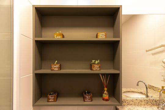 Banheiro de kitnet/studio à venda com 1 quarto, 24m² em Vila Olímpia, São Paulo