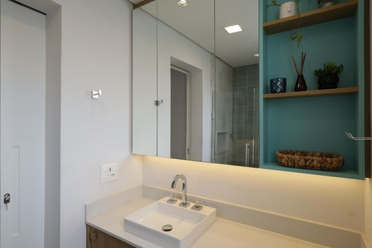Banheiro da Suíte de apartamento à venda com 3 quartos, 128m² em Vila Andrade, São Paulo
