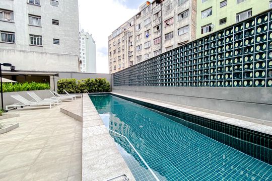 Área comum - Piscina de kitnet/studio para alugar com 1 quarto, 23m² em Sé, São Paulo