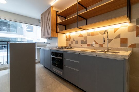 Cozinha de apartamento à venda com 2 quartos, 56m² em Barra Funda, São Paulo