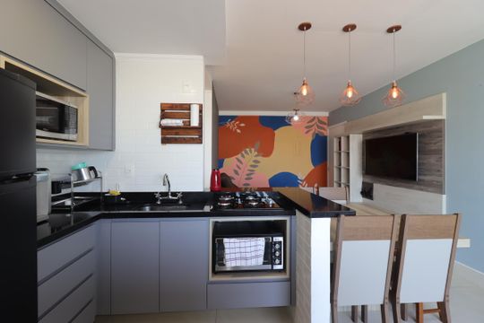 Cozinha de apartamento à venda com 2 quartos, 62m² em Jardim, Santo André