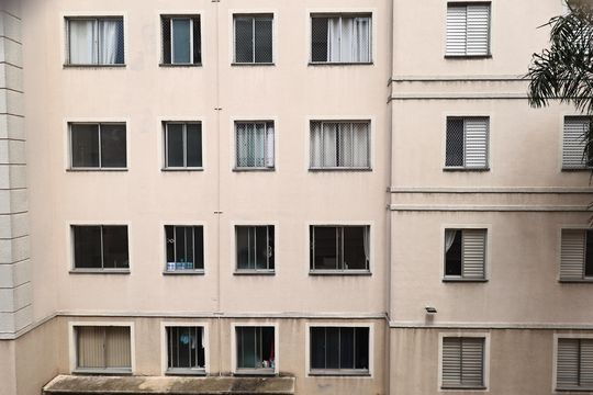 Vista da sala  de apartamento à venda com 2 quartos, 50m² em Parque Sao Vicente, Santo André