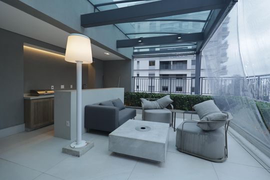 Área comum - Churrasqueira Lounge de apartamento para alugar com 1 quarto, 26m² em Vila Mariana, São Paulo