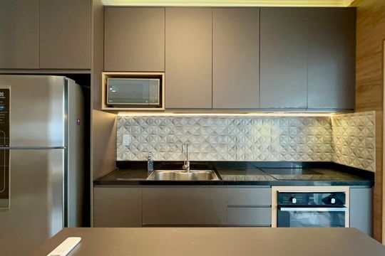 Cozinha de apartamento para alugar com 1 quarto, 68m² em Pinheiros, São Paulo