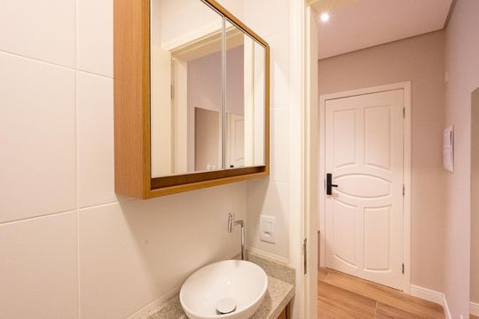 Banheiro Social de kitnet/studio para alugar com 1 quarto, 29m² em Vila Clementino, São Paulo