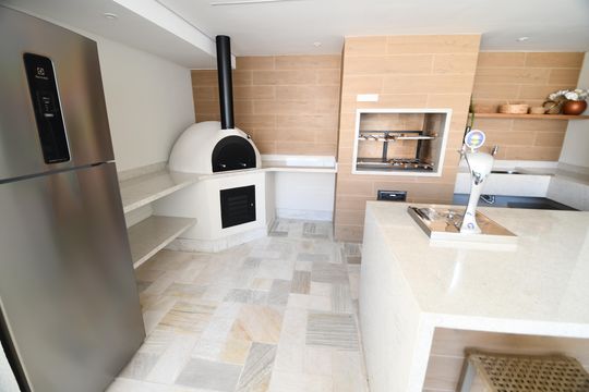 Área comum - Churrasqueira de kitnet/studio para alugar com 1 quarto, 43m² em Centro, Campinas
