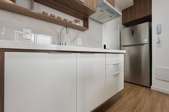 Cozinha  de apartamento para alugar com 2 quartos, 37m² em Santo Amaro, São Paulo