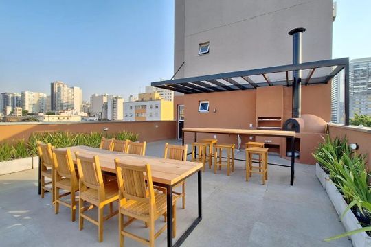 Área comum de kitnet/studio para alugar com 1 quarto, 25m² em Barra Funda, São Paulo