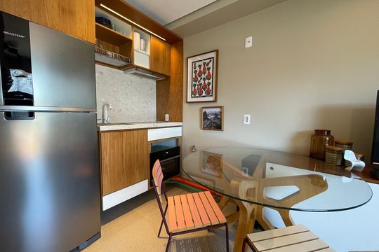 Cozinha de apartamento à venda com 1 quarto, 37m² em Ferreira, São Paulo