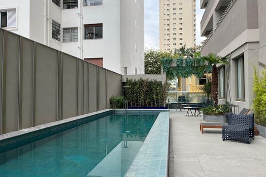 Área comum - Piscina de apartamento para alugar com 1 quarto, 37m² em Perdizes, São Paulo