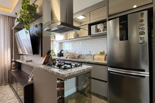 Cozinha de apartamento à venda com 2 quartos, 50m² em São Jorge, Novo Hamburgo