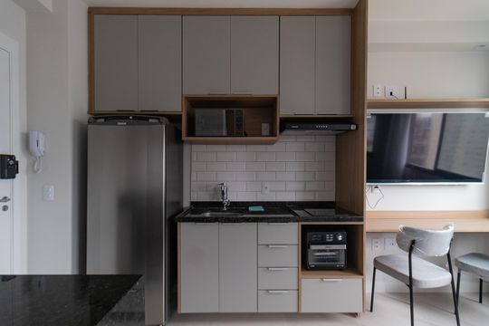 Cozinha de kitnet/studio à venda com 1 quarto, 25m² em Vila Pompéia, São Paulo