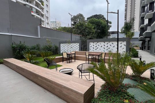 Área comum de kitnet/studio para alugar com 1 quarto, 27m² em Pinheiros, São Paulo