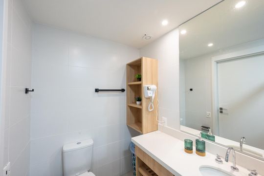 Banheiro Social de kitnet/studio à venda com 1 quarto, 24m² em Vila Clementino, São Paulo