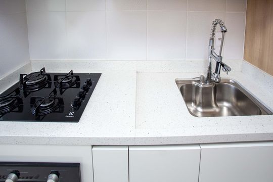 Cozinha de apartamento à venda com 2 quartos, 42m² em Campanário, Diadema