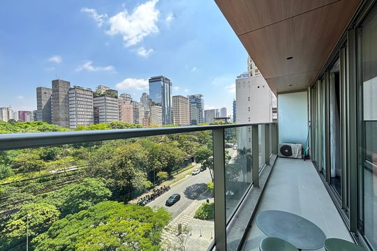 Varanda de kitnet/studio para alugar com 1 quarto, 50m² em Vila Olímpia, São Paulo