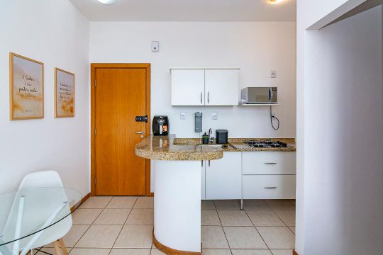 Cozinha de apartamento à venda com 1 quarto, 39m² em Vale do Sereno, Nova Lima