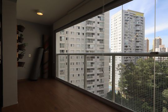 Varanda da Sala de apartamento para alugar com 2 quartos, 84m² em Vila Andrade, São Paulo