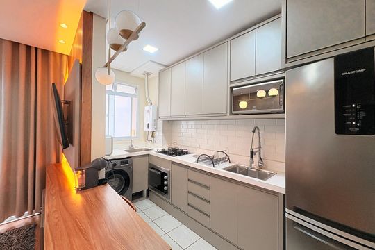 Cozinha de apartamento à venda com 2 quartos, 47m² em Ponte Sao Joao, Jundiaí