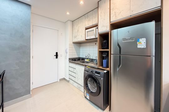 Cozinha de apartamento para alugar com 1 quarto, 34m² em Vila Mariana, São Paulo