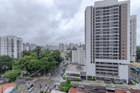 Vista da Varanda de kitnet/studio à venda com 1 quarto, 27m² em Santo Amaro, São Paulo