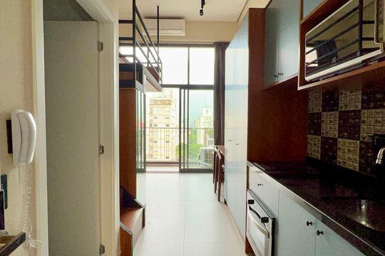 Cozinha de kitnet/studio à venda com 1 quarto, 25m² em Pinheiros, São Paulo