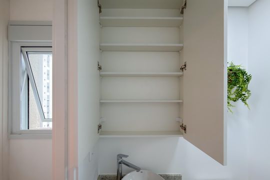 Banheiro - Armários de kitnet/studio para alugar com 1 quarto, 31m² em Vila Dom Pedro I, São Paulo