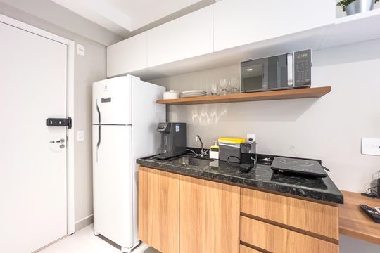 Cozinha de kitnet/studio para alugar com 1 quarto, 24m² em Vila Mariana, São Paulo