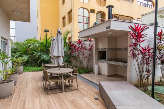Área comum - Churrasqueira de kitnet/studio à venda com 1 quarto, 28m² em Liberdade, São Paulo
