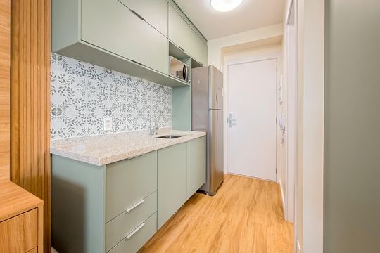 Cozinha de kitnet/studio para alugar com 1 quarto, 29m² em Vila Mariana, São Paulo