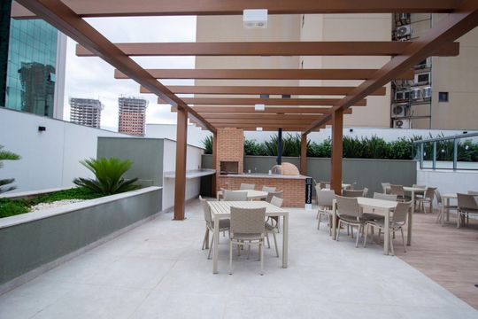 Área comum - Churrasqueira de kitnet/studio para alugar com 1 quarto, 38m² em Jardim Portal da Colina, Sorocaba