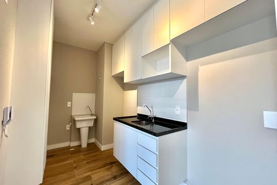 Cozinha de apartamento para alugar com 2 quartos, 42m² em Vila Guarani (zona Sul), São Paulo