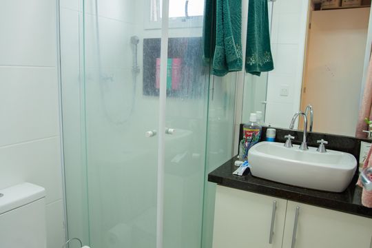 BANHEIRO DA SUÍTE de apartamento à venda com 3 quartos, 90m² em Jardim Paraiso, São Paulo