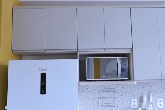 Cozinha de kitnet/studio para alugar com 1 quarto, 26m² em Consolação, São Paulo