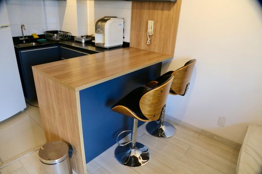 Cozinha de kitnet/studio à venda com 1 quarto, 33m² em Chácara Santo Antônio, São Paulo