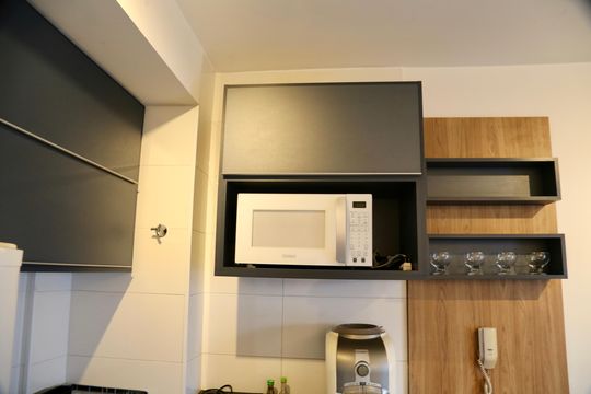 Cozinha de kitnet/studio à venda com 1 quarto, 33m² em Chácara Santo Antônio, São Paulo