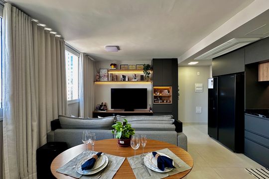 Sala de apartamento à venda com 1 quarto, 48m² em Vila Sao Francisco (zona Sul), São Paulo