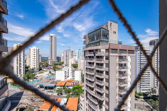 Sala/Cozinha - Vista de apartamento para alugar com 1 quarto, 30m² em Sumaré, São Paulo