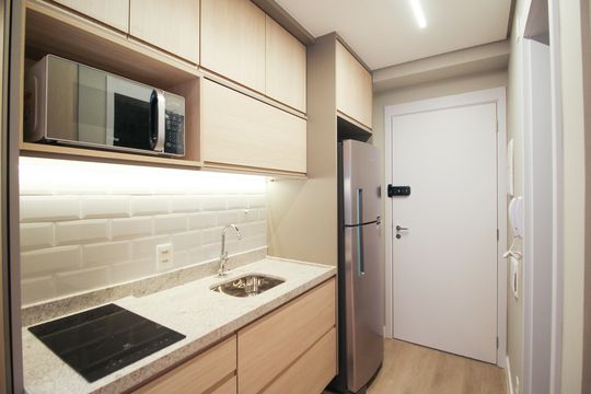 Cozinha de kitnet/studio à venda com 1 quarto, 29m² em Planalto Paulista, São Paulo