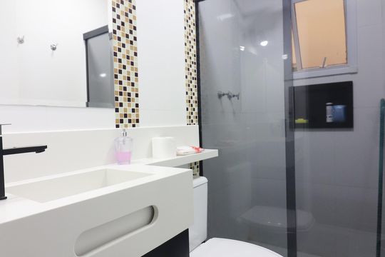 Banheiro Social de apartamento à venda com 3 quartos, 83m² em Vila Euro, São Bernardo do Campo