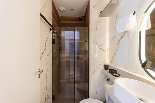 Banheiro de kitnet/studio para alugar com 1 quarto, 30m² em Santo Cristo, Rio de Janeiro