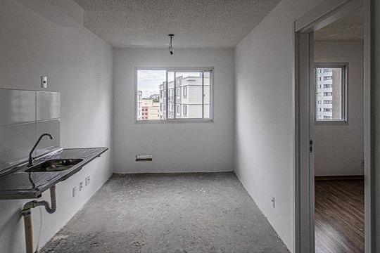 sala e cozinha compartilhadas_3 de apartamento à venda com 1 quarto, 25m² em Sacoma, São Paulo