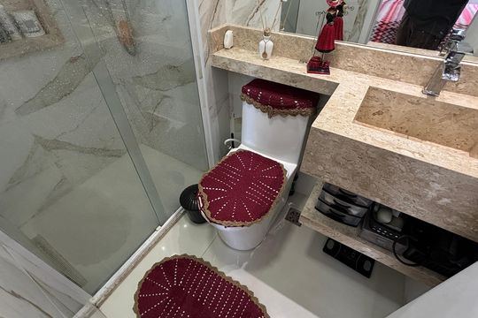 Banheiro da Suíte de apartamento à venda com 3 quartos, 67m² em Vila Metalúrgica, Santo André