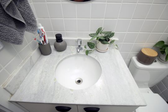 Banheiro de apartamento à venda com 3 quartos, 138m² em Vila Valparaíso, Santo André