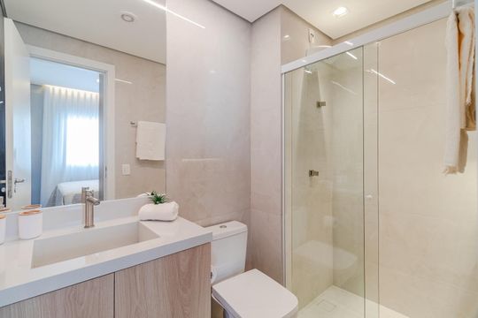 Banheiro de kitnet/studio para alugar com 1 quarto, 24m² em Vila Olímpia, São Paulo