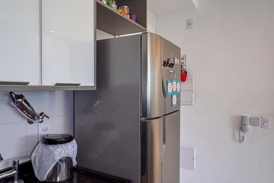 Cozinha de apartamento à venda com 1 quarto, 49m² em Santo Amaro, São Paulo